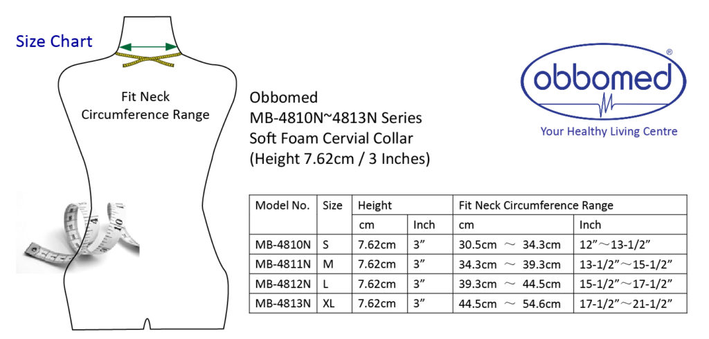 MB4810N 3 Inch Soft Foam Cervical Collar (S) 34 x 7.62