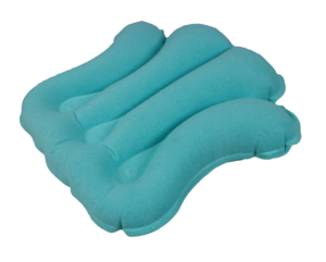 ObboMed HB-1200N Luxury Inflatable Terry Cloth Shell Spa Neck Support Bath Pillow with 4 Suction Cups for Bathtub, Hot tub, Jacuzzi, Whirlpool, Home Spa tub – Tiffany Blue