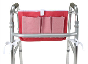 ObboMed MY-5910N Washable Multi-Pocket Walker Rollator Bag, Travel Carry Pouch with Hook & Loop Closure and Ties, Cotton & Polyester, Pink