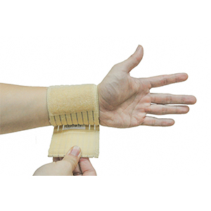 ObboMed MB-1100 Elastic Wrist Support Wrap with Hook and Loop Fastener for Size Adjustment, Wrist Pain, Sports Band Brace Protector – One Size Fits All- Beige