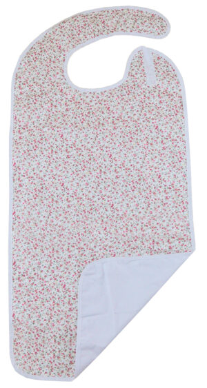 ObboMed MG-1500NA Adult Waterproof Bib, Clothing Protector-Absorbent, Keep Mealtime Neat Apron, Pink Floral