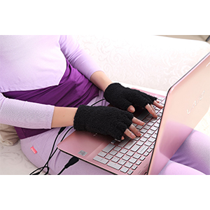 Obbomed MH-1000 USB 5V Carbon Fiber Heated Warming Half Finger Stretchy Gloves  / MH-1005 Touchscreen USB 5V Carbon Fiber Heated Warming Full Finger Stretchy Gloves – Powered by Power Bank, PC, Computer, adapter– can use on cell phone, iPad, iPod, iPhone, Note, Smartphone, Tablets – Black