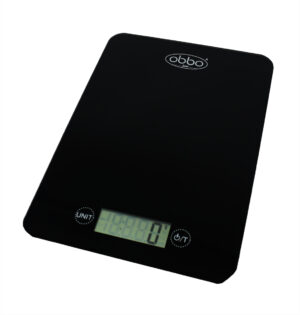 ObboMed MM-2300 Digital Kitchen Food Cooking Scale, 5 kg/ 11lb, Tempered Glass, Black