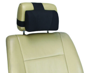 ObboMed SU-1100 Car Seat Headrest Pillow Cushion, Head Support with Adjustable Strap and Removable Washable Cover, Position Alignment, Pressure Relief, Stress Relax, Black, 8”*5”*2.7” / 21*13*7cm
